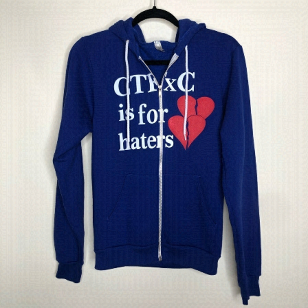 𝅺RARE Original CTFxC Is For Haters Blue Heart Zipup Fleece Lined Hoodie Sweater